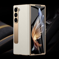 LANGSIDI สําหรับ Samsung Galaxy Z พับ 6 5 4 3 Fold6 Fold5 ทองชุบบานพับแม่เหล็กพร้อมกระจกฟิล์ม