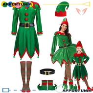 APPORTUNIA Christmas Elf Costume, 6 Pack Xmas Suit Christmas Cosplay Clothing, Fashion Parent-Child 