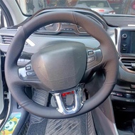 Anti-Slip DIY Black Steering Wheel Cover Microfiber Leather Steering Wrap Car Accessories For Peugeo