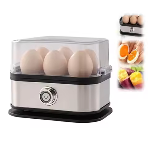200W Power Eggs Boiler Space Saving Auto Shut-Off Smart Egg Cooker 6 Eggs Capacity Stainless Steel R