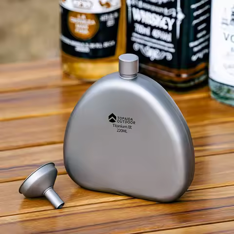 Titanium Hip Flask 220ml Ultralight Portable Leakproof Pocket Flask Wine Alcohol Whiskey Bottle with