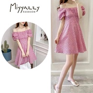 READY STOCK DRESS Off-Shoulder Floral Dress/Back Bow/D6750/Mini Length Skirt/Sleeveless/Ribbon Bow B