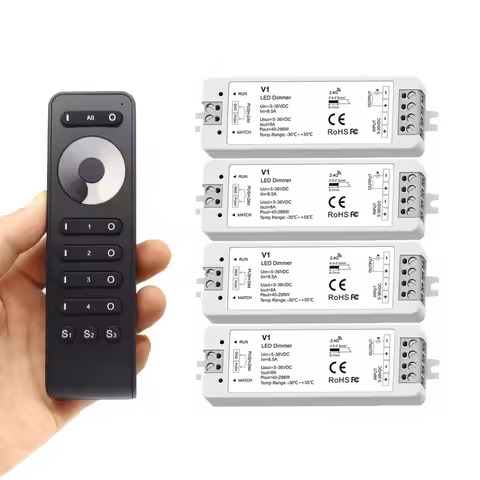 4 Zone Dimming V1 LED Dimmer DC 5V 12V 24V 36V Push Switch Dimer RF 2.4G RS1 Wireless Remote Control