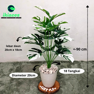 POHON MONSTERA JUMBO ARTIFICIAL DAUN MONSTERA PLASTIK POT MONSTERA JUMBO CORAK PUTIH DEKORASI TANAMAN PLASTIK