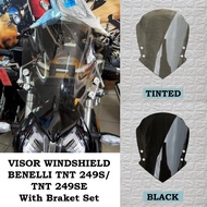 Visor Windshield Benelli TNT 249S/ TNT 249SE With Braket Set High 34 cm Black/Tinted