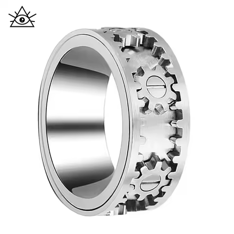 Titanium Steel Gear Rotatable Ring For Men And Women, Good Luck, Personality, Anxiety And Stress Rel