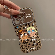 Casing hp For iphone 17 16 11 12 13 14 15 pro xs XR 14 plus Pro Max Casing CryBaby Motif Leopard wit