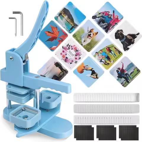 Square Magnet Button Maker Machine Kit for Fridge 2'' X 2'' DIY Refrigerator Magnet/Pin Maker with F