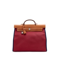 Hermès Natural Vache Hunter and Rouge Grenat and Bleu Saphir Toile Herbag 39 Palladium Hardware, 2014