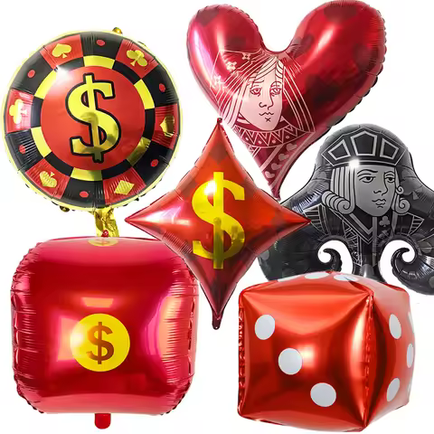 Las Vegas Casino Theme Party Dice Poker Foil Balloon Adult Birthday Party Night Party Decoration Sup