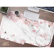 Marble Cherry Blossom Desk Mat, Sakura Desk Mat Cute, Japanese Kawaii Mouse Pad, Trendy Desk Decor Gaming Desk Mat