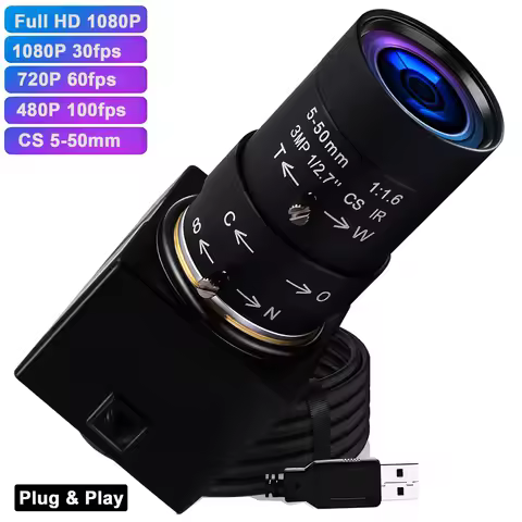 ELP HD Webcam 1080P CS 5-50mm 10x Manual Zoom Varifocal USB Camera Free Driver for PC