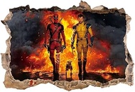 QQUEEN 3D Wolverine and Deadpool Anime Wallpaper Wall Stickers Multicolor Vinyl Anime Cartoon Style 