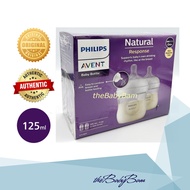 Philips Avent Natural Baby Bottle 4oz / 125ml Clear Twin Pack with 0m+ Natural Response Nipple