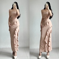 TG FYANG RUFFLE TUBE CLASSY FASHIONABLE MAXI DRESS/SEXY SLEEVELESS LONG DRESS/FITS SMALL TO MEDIUM