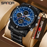 Sanda Original Men‘s Sports Watches 6 Colors 3 Time Zones Countdown Stopwatch Luminous 5ATM with Ala