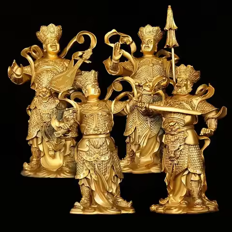 4pc/set Fengshui Copper Chinese The Four Heavenly Kings Statue Home Buddha Hall Buddha Decor
