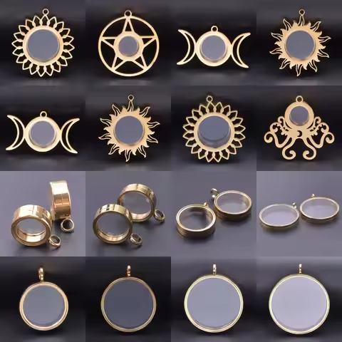 New Floating Charms Round/Flower/Pentagram/Sun/Moon/Octopus Relicario Photo Locket Pendant For Neckl