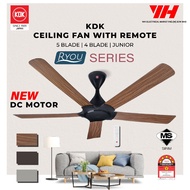 (NEW) KDK K14RH/K14PH/K96PH RYOU CEILING FAN WITH REMOTE & DC MOTOR | 5 BLADE & 4 BLADE & JUNIOR FAN