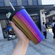 Starbucks Metallic Cold Cup Tumbler with Straw Coffee Mug 304 Stainless Steel Couple Student Office Lady Birthday Gift