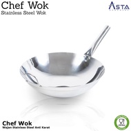 32cm Single Handle Stainless Steel Wok/Chef Wok Stainless Steel