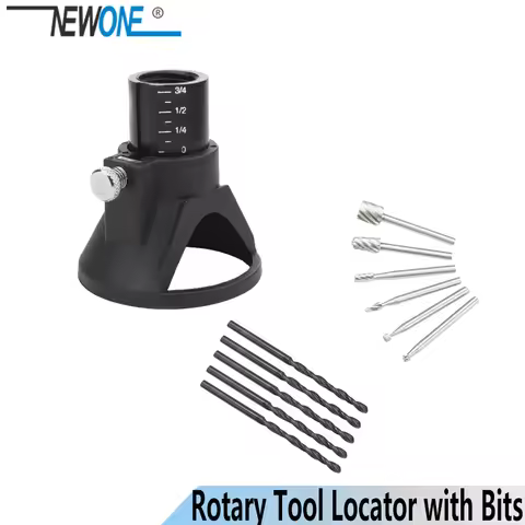 6Pcs HSS Wood Milling Burrs+1 Drill Carving Rotary Locator Set+Drill Bit, Fits Dremel Rotary Tools P