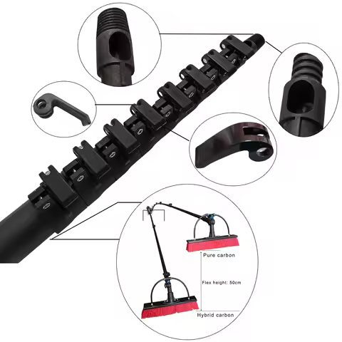 Solar Panel Cleaner 30FT Carbon Fiber Telescopic Pole for Window Cleaning with ACME Euro Thread Tip 