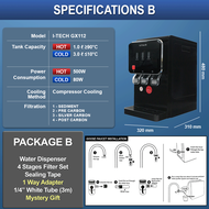 I-TECH Hot Normal Cold Desktop Water Dispenser Model GX-112 - 4 Stages Antibacterial Filter Halal Ce