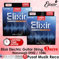 Elixir 3 Pack Nanoweb Coated Electric Guitar String SET 0942 1046 Light Elixir 16566 16567 Tali Gita