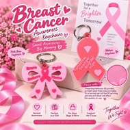 Breast Cancer Awareness Keychain | Pink Ribbon & Bow | Cancer Awareness Gift | Bag Charm