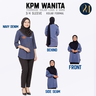 (Ready Stock) KORPORAT NAVY DENIM 3 SUKU BOLEH SULAM LOGO & NAMA WANITA