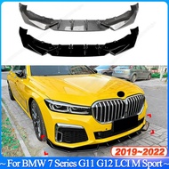 For BMW 7 Series G11 G12 LCI M Sport 2019-2022 Glossy Black Exterior Front Bumper Lip Spoiler Diffus