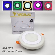 vacolux lampu downlight 2 warna downlight variasi plafon 3+3 watt inbow bulat