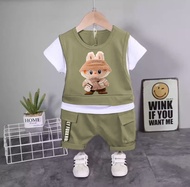 SETELAN BAJU ANAK LABUBU SET BAJU ANAK LAKI LAKI TERBARU MOTIF LABUBU VIRAL 1-5TAHUN