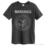 เสื้อยืดผู้ชายวินเทจ Ramones วงร็อคพังค์ Music Tour Biker ของขวัญวันเกิด