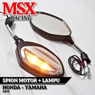 3-Finger Lathe Mirror, Rear View Mirror, Running Led Turn Signal, Model Vietnam Style, Universal Poi