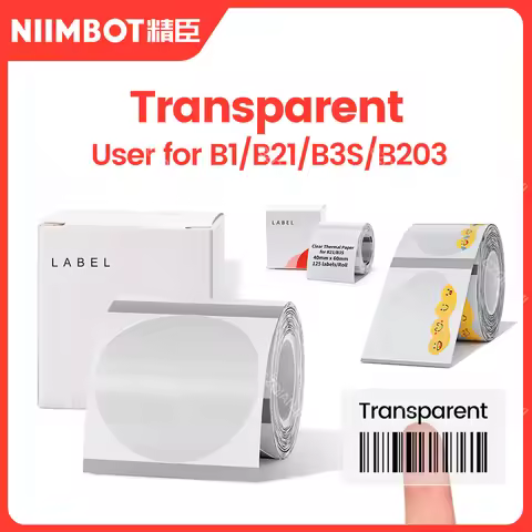 Official Niimbot B21 B1 Transparent Rolls Paper Waterproof Tearproof Sticker Adhesive Label Papers F