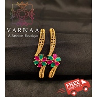 GOLD PLATED INDIAN COLOUR STONE FLOWER.BANGLES