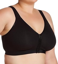 Women's Plus Size Cotton Luxe Front and Back Close Wire Free Bra, BLACK HUE, 44DDD