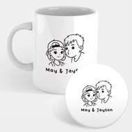 【客製化禮物】 似顏繪  Q版人物 寵物 馬克杯 杯墊 PU028