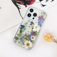 天然小花卉押花手機殼適用於iPhone 16e Samsung S25 Ultra