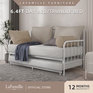 KitchenZ 6.4FT Day Bed / Pull Out Trundle Bed Frame Katil Besi Powder Coat Metal Black White - 0045/