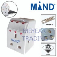 Mind Focus 13A 3-Way Multi Adapter 2 Pin Plug Extension Socket LED Neon Switch S133N 3WAY