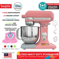 (OFFICIAL STORE) Innofood KT-7500 Heavy Duty Professional 7.0 Litres (7L) Stand Mixer RED/WHITE/PINK
