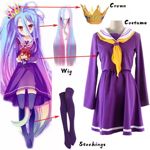 Anime No Game No Life Cosplay Shiro Cosplay Costume Sailor Suit School Uniform JK Dress Women Hallow