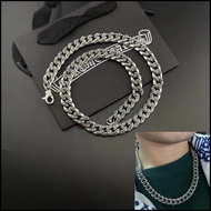 CHROME HEARTS Silver 925 Full Cross Flower Cuban Chain Necklace, Retro Punk Style Thick Collarbone S