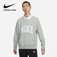 Nike Mens Club Fleece Polo Sweater - Dk Grey Heather ไนกี้ เสื้อเชิ้ตแขนยาวคอปก ผู้ชาย Club Fleece -