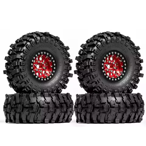 4PCS 1.9" Metal Beadlock Wheels w/ 120mm Rubber Tires for 1/10 RC Crawler TRX4 SCX10 II/III D90 RC4W