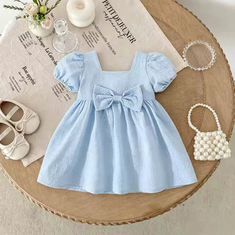 Girls' Dress Summer Bow Princess Baby Girl Dress Cute Beach Baby Dress Baby Girl Clothing