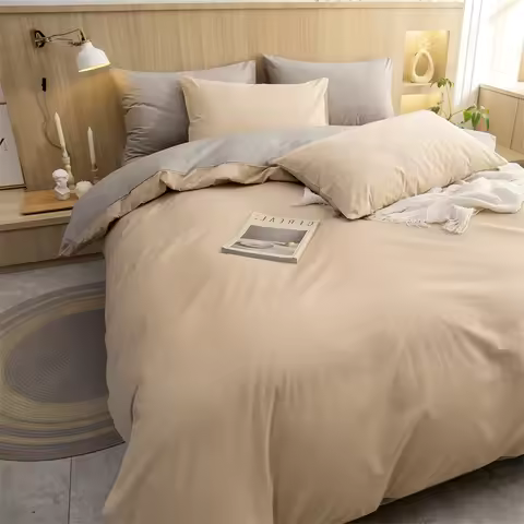 100% Cotton Simple Plain Bedding Set 3Pcs, 1 Duvet Cover with Zipper, 2 Pillow Cases,Easy Care,1 and